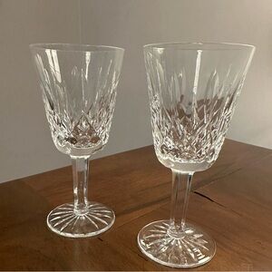 Lismore WATERFORD CRYSTAL Pair of white wine glasses 5 1/2" high MINT! $33 OBO